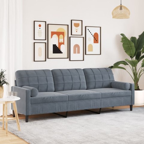 3-osobowa sofa z poduszkami, ciemnoszara, 210 cm, aksamit Lumarko!