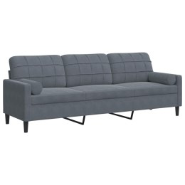 3-osobowa sofa z poduszkami, ciemnoszara, 210 cm, aksamit Lumarko!