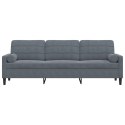 3-osobowa sofa z poduszkami, ciemnoszara, 210 cm, aksamit Lumarko!