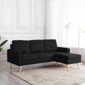 3-osobowa sofa z podnóżkiem, czarna, tapicerowana tkaniną Lumarko!