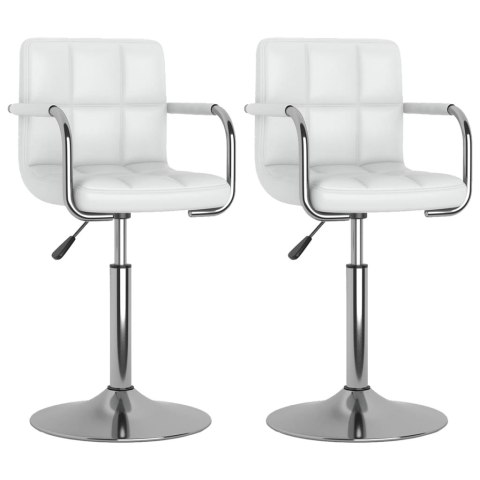 Obrotowe krzesła stołowe, 2 szt., białe, sztuczna skóra  Lumarko!