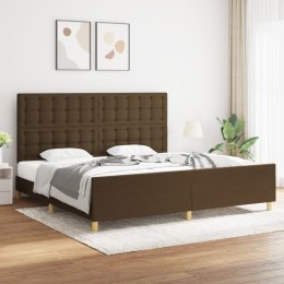Rama łóżka z zagłówkiem, ciemnobrązowa 200x200 cm obita tkaniną Lumarko!