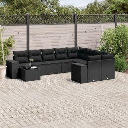 10-częściowy zestaw wypoczynkowy do ogrodu, poduszki czarny rattan PE Lumarko!