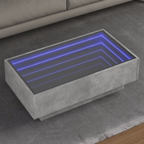 Stolik kawowy z LED, szarość betonu, 90x50x30 cm  Lumarko!