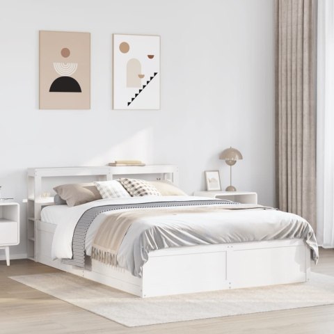 Rama łóżka z wezgłowiem, biała, 140x200 cm, lite drewno sosnowe  Lumarko!