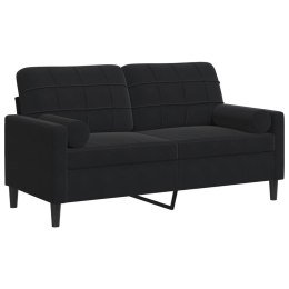 2-osobowa sofa z poduszkami, czarna, 140 cm, aksamit Lumarko!