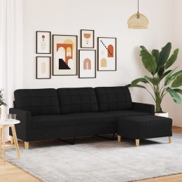 3-osobowa sofa z podnóżkiem, czarna, 210 cm, tkaniną Lumarko!