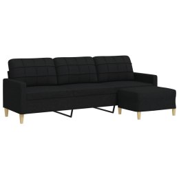 3-osobowa sofa z podnóżkiem, czarna, 210 cm, tkaniną Lumarko!