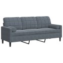 3-osobowa sofa z poduszkami, ciemnoszara, 180 cm, aksamit Lumarko!