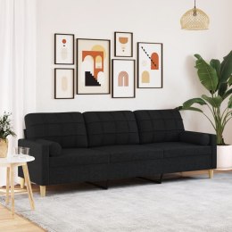 3-osobowa sofa z poduszkami, czarna, 210 cm, obita tkaniną Lumarko!