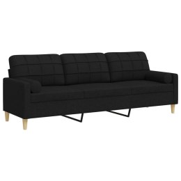 3-osobowa sofa z poduszkami, czarna, 210 cm, obita tkaniną Lumarko!