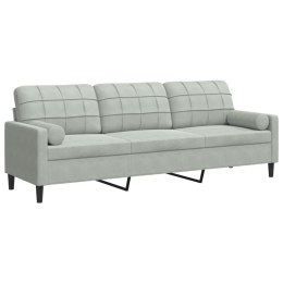 3-osobowa sofa z poduszkami, jasnoszara, 210 cm, aksamitna Lumarko!