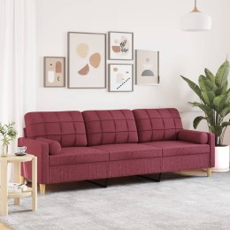 3-osobowa sofa z poduszkami, winna czerwień, 210 cm, tkanina Lumarko!