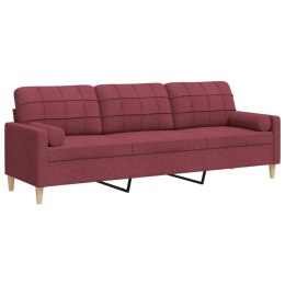 3-osobowa sofa z poduszkami, winna czerwień, 210 cm, tkanina Lumarko!