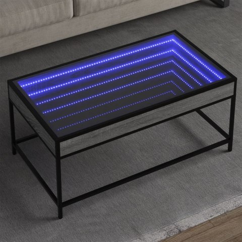 Stolik kawowy z LED Infinity, szary dąb sonoma, 90x50x41 cm  Lumarko!