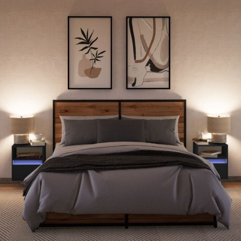 Wiszące szafki nocne z LED, 2 szt., czarne  Lumarko!