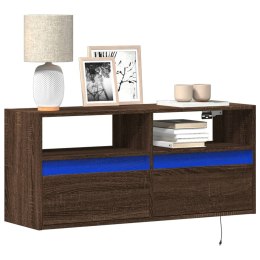 Ścienna szafka TV z LED, brązowy dąb, 100x31x45 cm  Lumarko!
