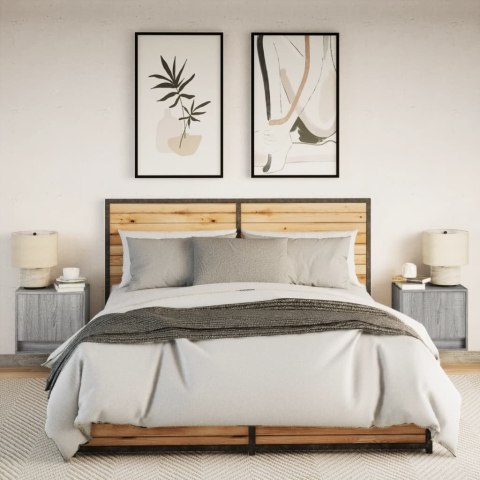 Wiszące szafki nocne z LED, 2 szt., szary dąb sonoma  Lumarko!