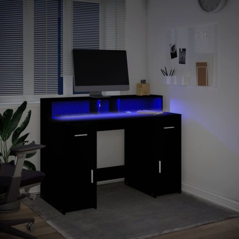 Biurko z podświetleniem LED, czarne, 120x55x91 cm  Lumarko!