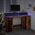 Biurko z podświetleniem LED, stare drewno, 140x55x91 cm Lumarko!