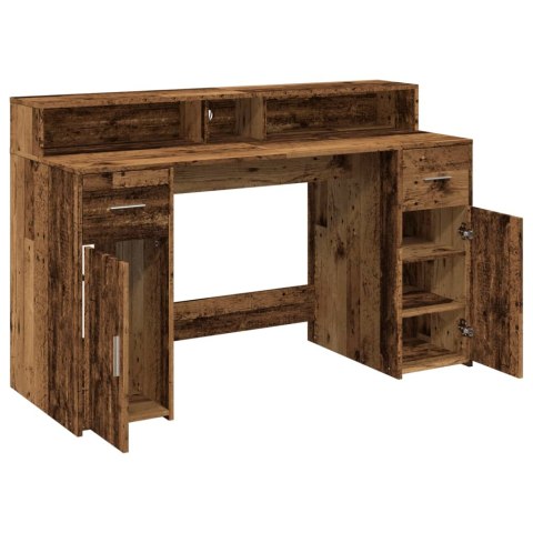 Biurko z podświetleniem LED, stare drewno, 140x55x91 cm  Lumarko!