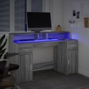 Biurko z podświetleniem LED, szary dąb sonoma, 140x55x91 cm Lumarko!