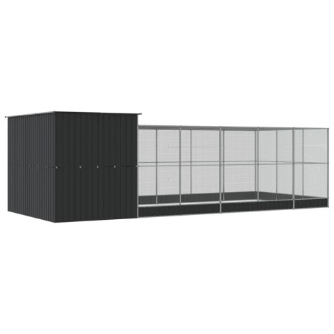 Woliera z przedłużeniem, srebrna, 704x303x216 cm, stalowa  Lumarko!