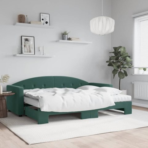Sofa rozsuwana z materacami, ciemnozielona, 80x200 cm, aksamit Lumarko!