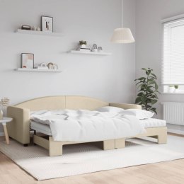 Sofa rozsuwana z materacami, kremowa, 90x200 cm, tkanina Lumarko!
