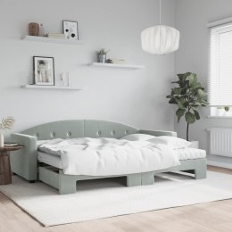 Sofa rozsuwana z materacami, jasnoszara, 80x200 cm, aksamit Lumarko!