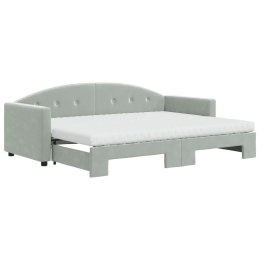 Sofa rozsuwana z materacami, jasnoszara, 80x200 cm, aksamit Lumarko!