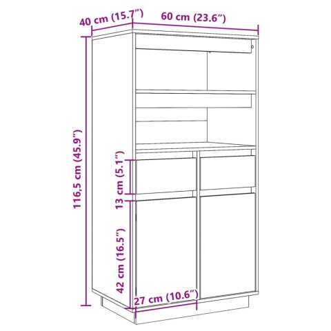  Szafka, szara, 60x40x116,5 cm, lite drewno sosnowe Lumarko!