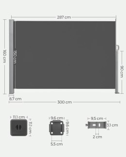 Markiza boczna na balkon i taras 160 x 300 cm (wys. x