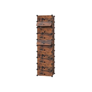 Półka na buty z 10 przegródkami vintage brązowa 40x30x17 cm