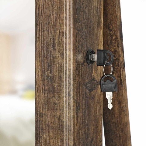 Szafka na biżuterię obracana o 360° z lustrem w kolorze vintage brown