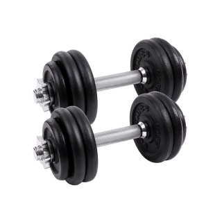 Zestaw regulowanych hantli plastikowych dla dorosłych z rurką stalową, 2 x 15 kg, 35 x 14 cm