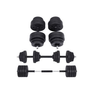 Zestaw regulowanych hantli plastikowych dla dorosłych z rurką stalową, 2 x 15 kg, 35 x 14 cm