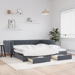 Sofa rozsuwana z szufladami, ciemnoszara, 100x200 cm, aksamit Lumarko!