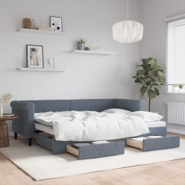 Sofa rozsuwana z szufladami, ciemnoszara, 80x200 cm, aksamit Lumarko!