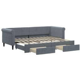 Sofa rozsuwana z szufladami, ciemnoszara, 80x200 cm, aksamit Lumarko!