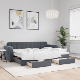 Sofa rozsuwana z szufladami, ciemnoszara, 80x200 cm, aksamit Lumarko!
