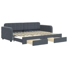 Sofa rozsuwana z szufladami, ciemnoszara, 80x200 cm, aksamit Lumarko!