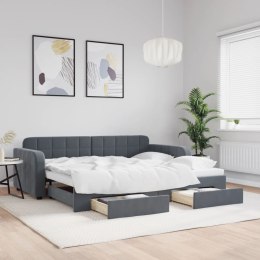 Sofa rozsuwana z szufladami, ciemnoszara, 90x200 cm, aksamit Lumarko!