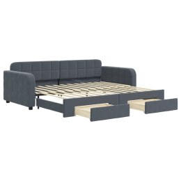 Sofa rozsuwana z szufladami, ciemnoszara, 90x200 cm, aksamit Lumarko!