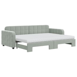 Sofa rozsuwana z materacami, jasnoszara, 80x200 cm, aksamit Lumarko!