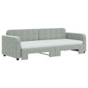 Sofa rozsuwana z materacami, jasnoszara, 80x200 cm, aksamit Lumarko!