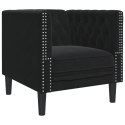 3-cz. wypoczynek Chesterfield z wałkami, czarny, aksamit Lumarko!