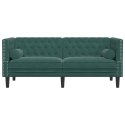 Sofa Chesterfield z wałkami, dwuosobowa, ciemnozielona, aksamit Lumarko!