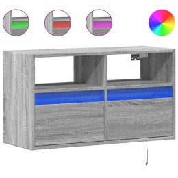 Ścienna szafka TV z LED, szary dąb sonoma, 80x31x45 cm Lumarko!