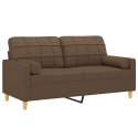 2-osobowa sofa z poduszkami, brązowa, 140 cm, tkanina Lumarko!